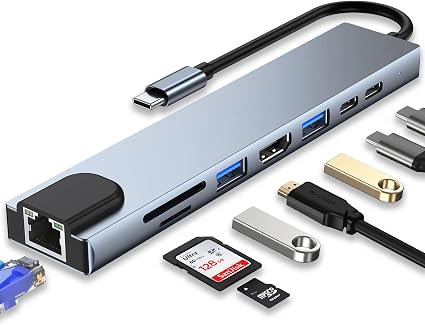 8-in-1 USB-C Hub | 4K HDMI | USB 3.0 | RJ45 | SD/TF | PD Charging | IJ Computers