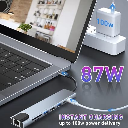 8-in-1 USB-C Hub | 4K HDMI | USB 3.0 | RJ45 | SD/TF | PD Charging | IJ Computers