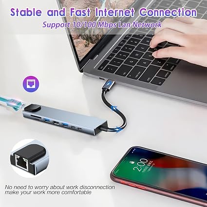 8-in-1 USB-C Hub | 4K HDMI | USB 3.0 | RJ45 | SD/TF | PD Charging | IJ Computers